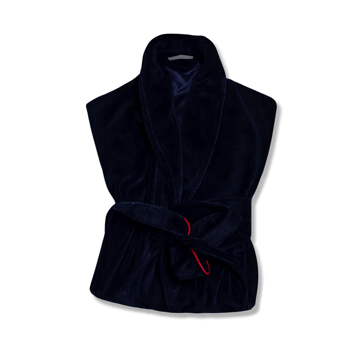 Carnegie Luxury Cotton Long Velvet Smoking Jacket in Navy - Image 5