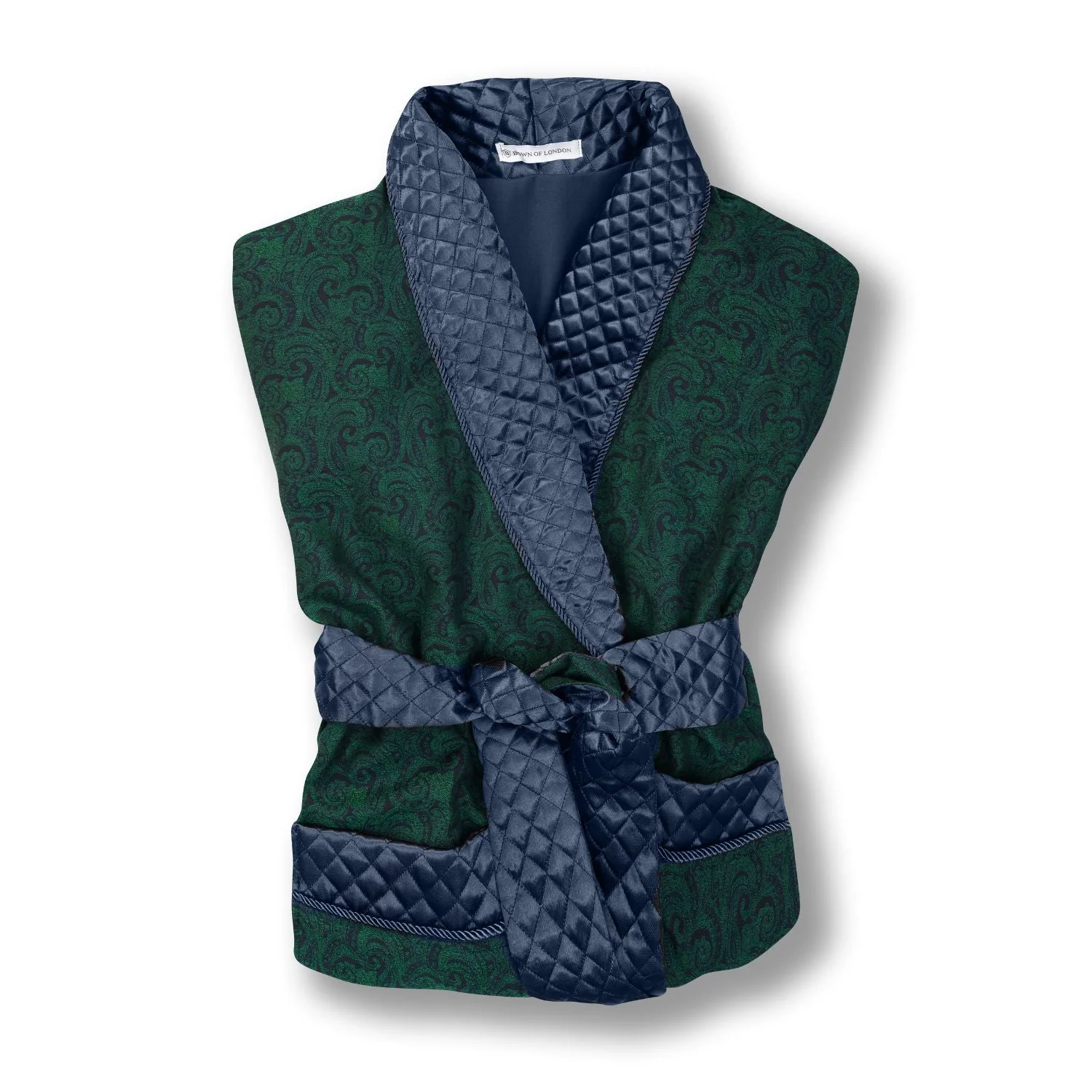 Connaught Long Smoking Jacket Robe in Green - Image 6