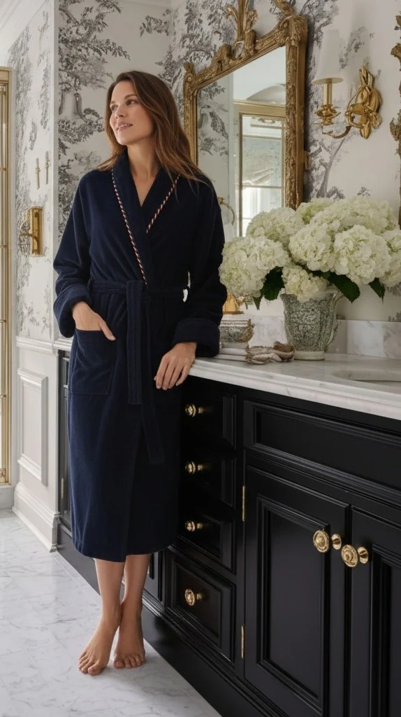 Women's Robe - Duchess Navy - Image 4