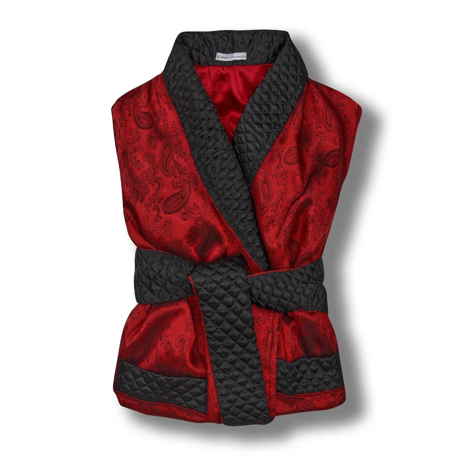 Gable Mens Long Smoking Jacket - Claret - Image 3