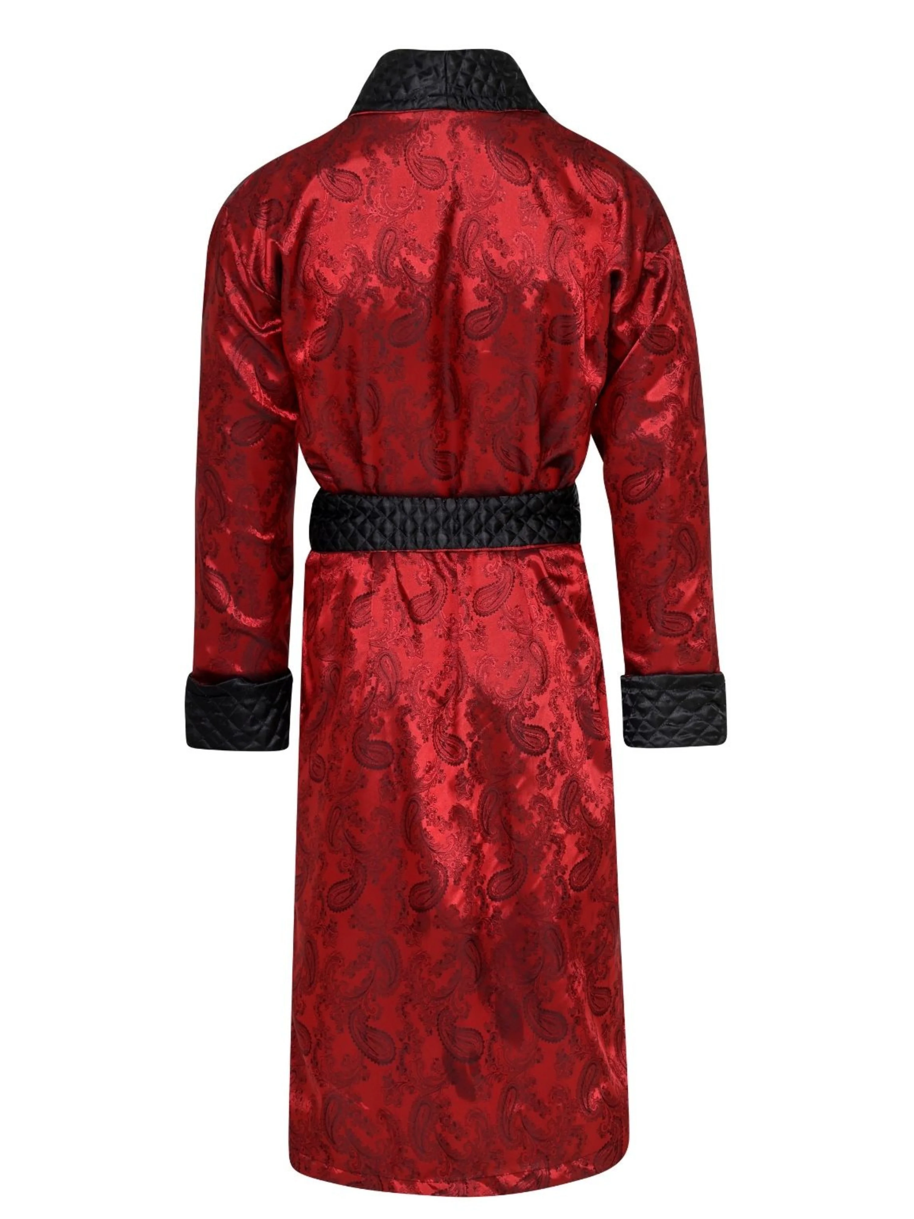 Gable Mens Long Smoking Jacket - Claret - Image 6