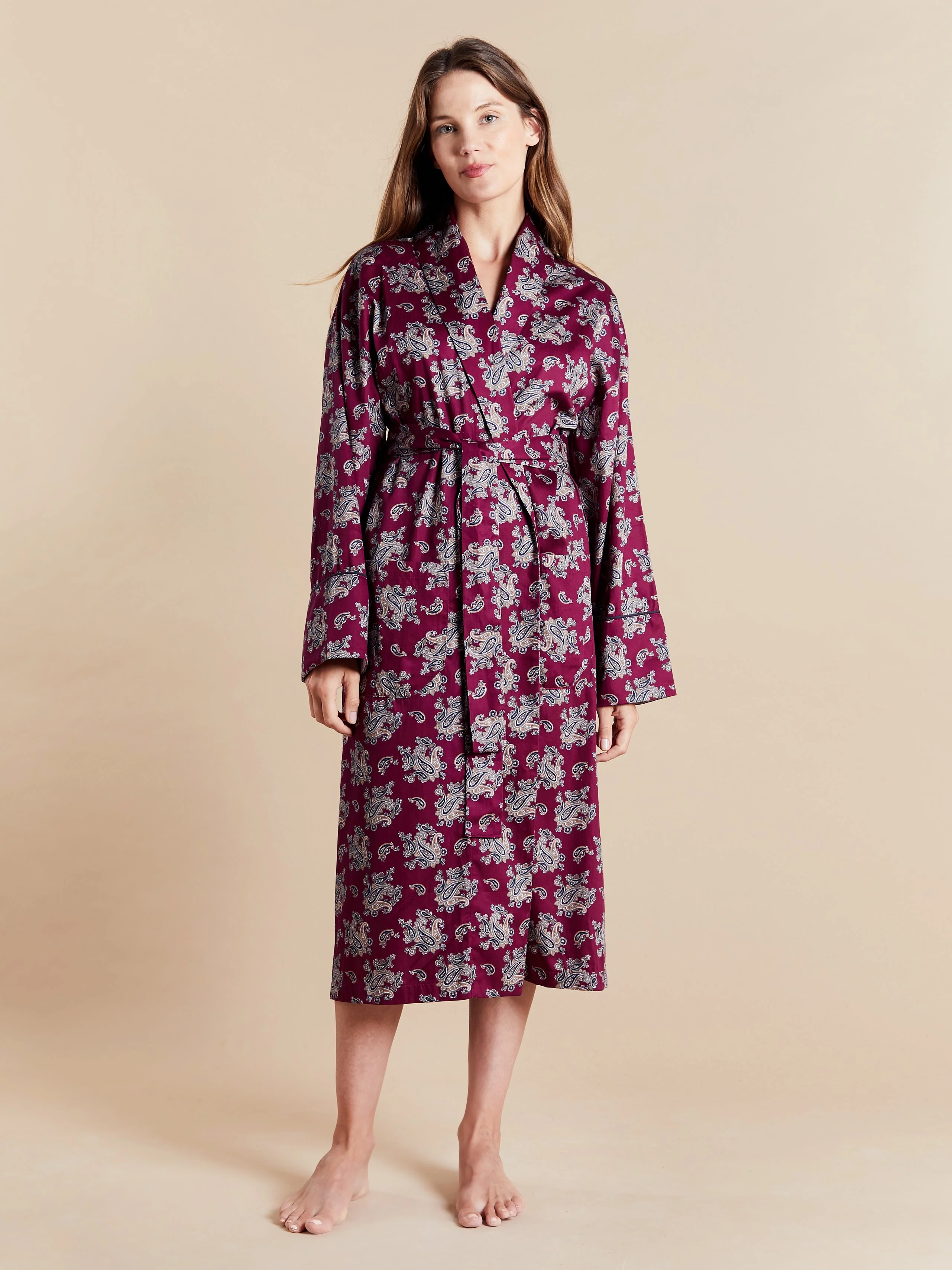 Lightweight Bathrobe - Gatsby Paisley Wine - Image 3