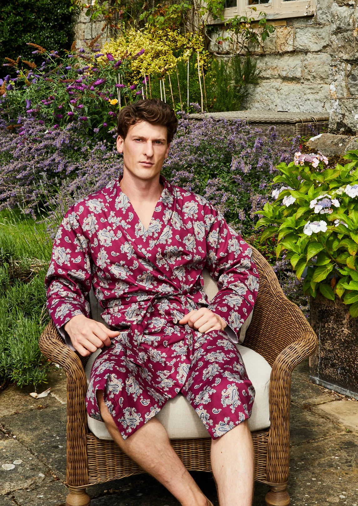 Lightweight Men's Robe - Gatsby Paisley Wine - Image 3