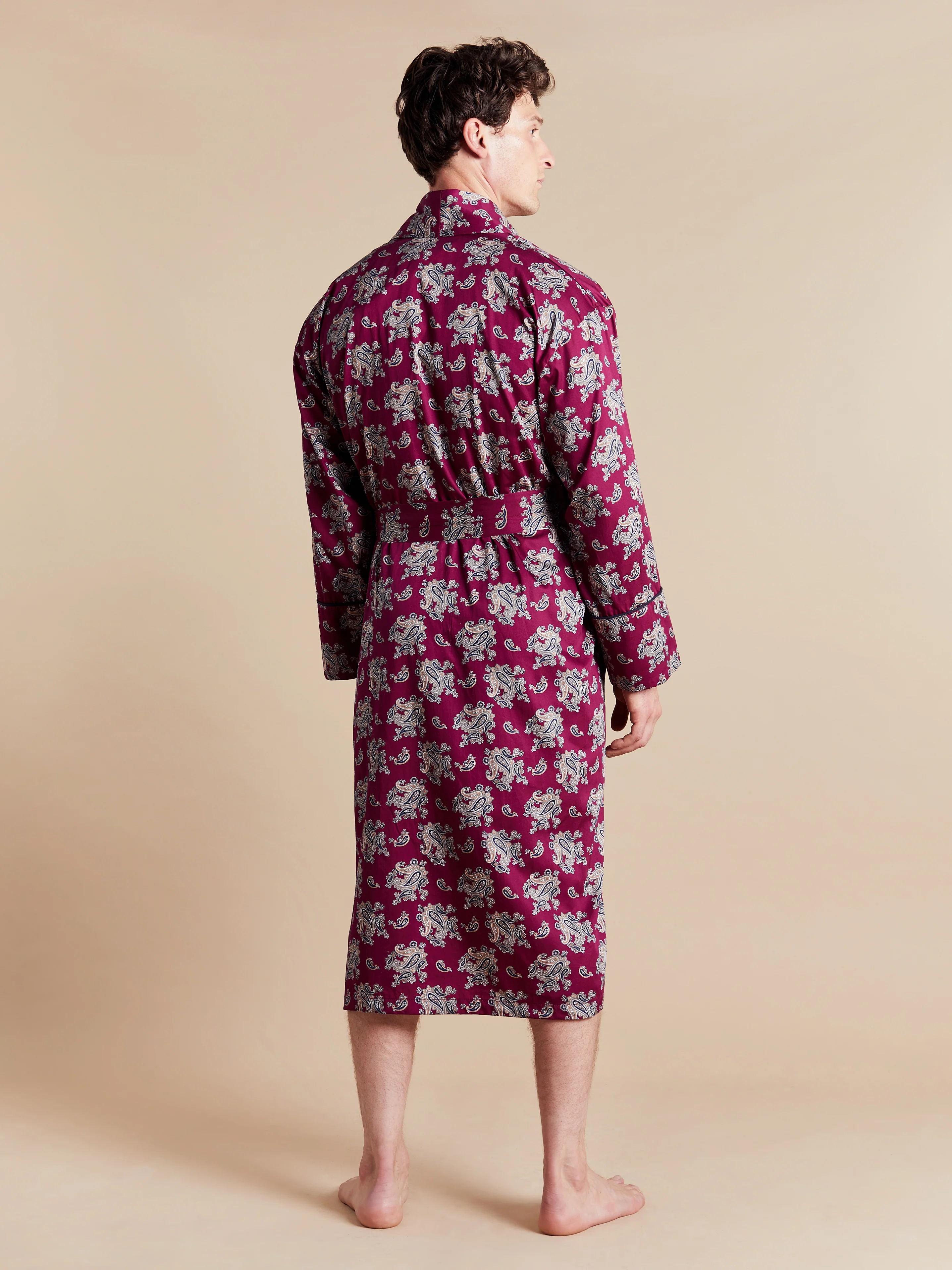 Lightweight Men's Robe - Gatsby Paisley Wine - Image 6