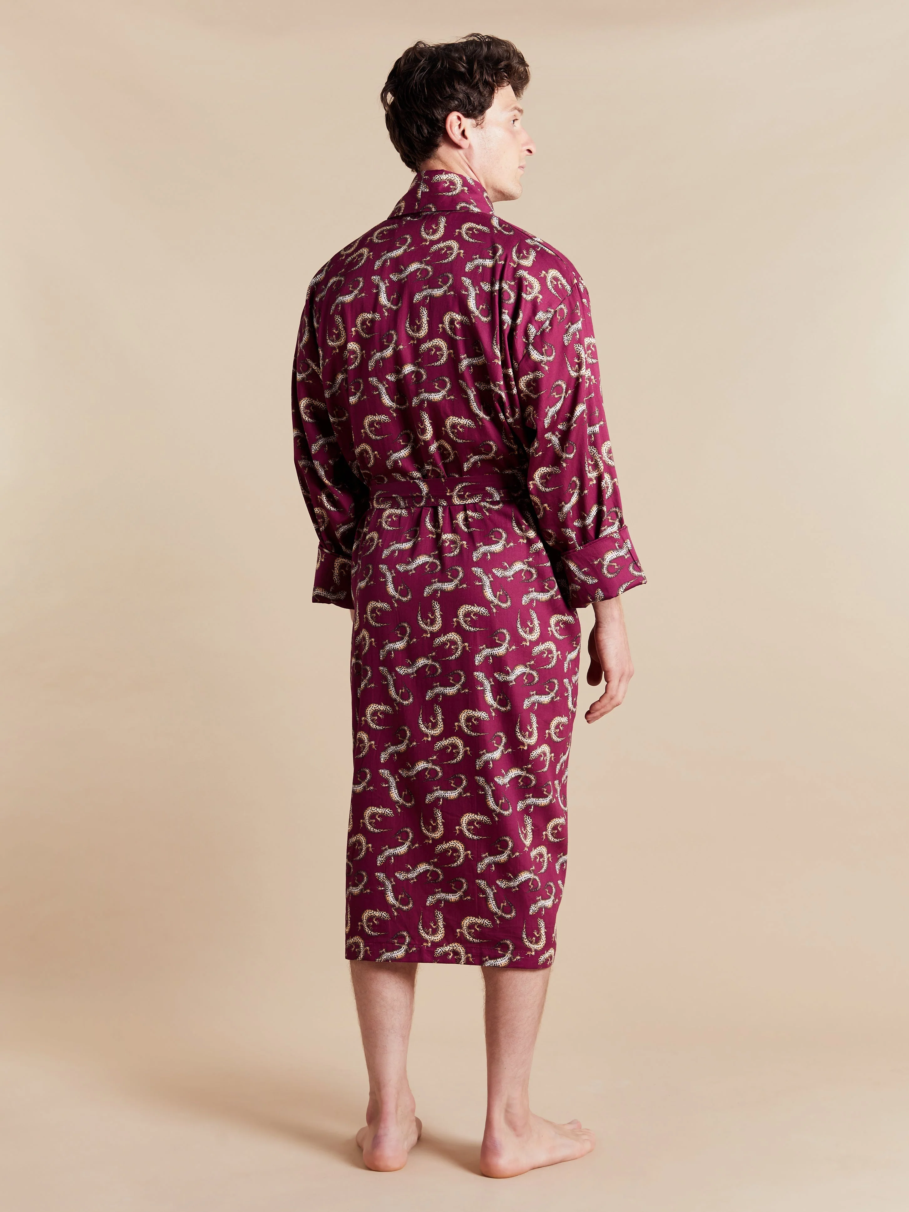 Lightweight Men's Robe - Gekko Claret - Image 4
