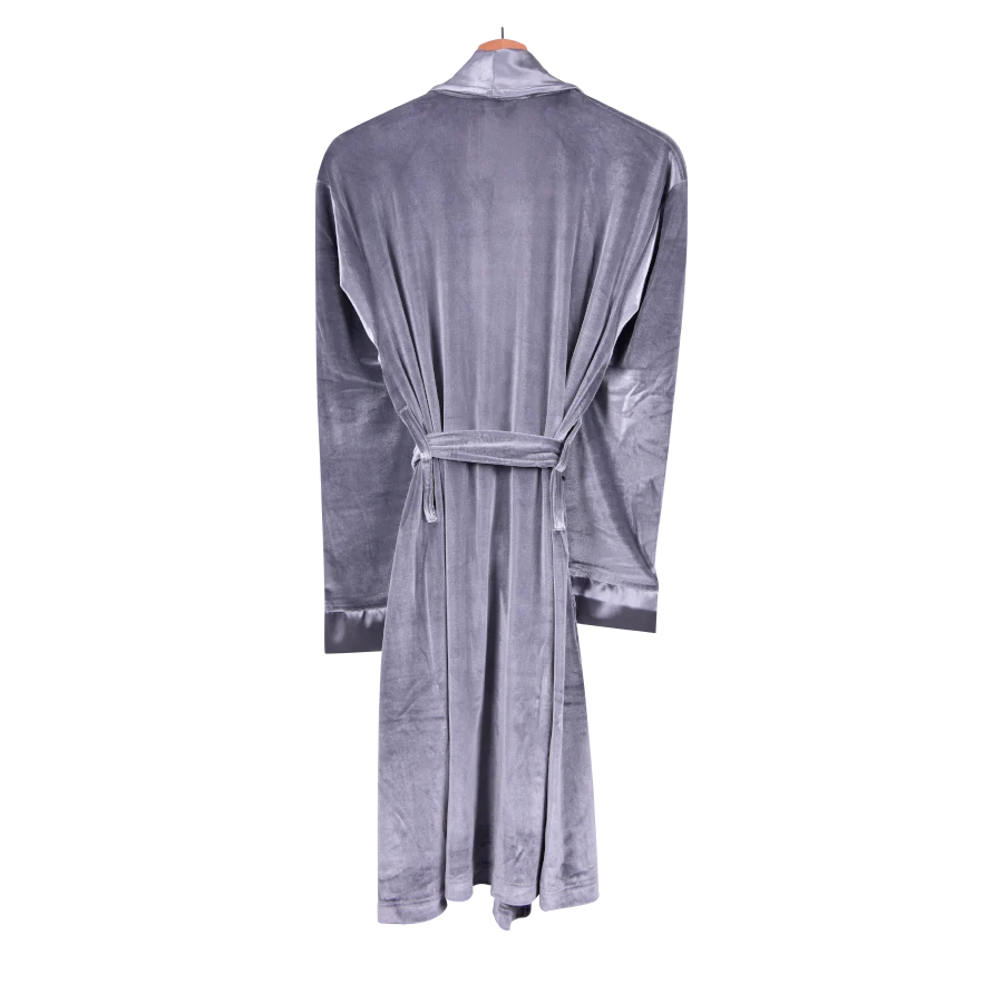 Lunar Ladies Velvet Robe in Gray - Image 4