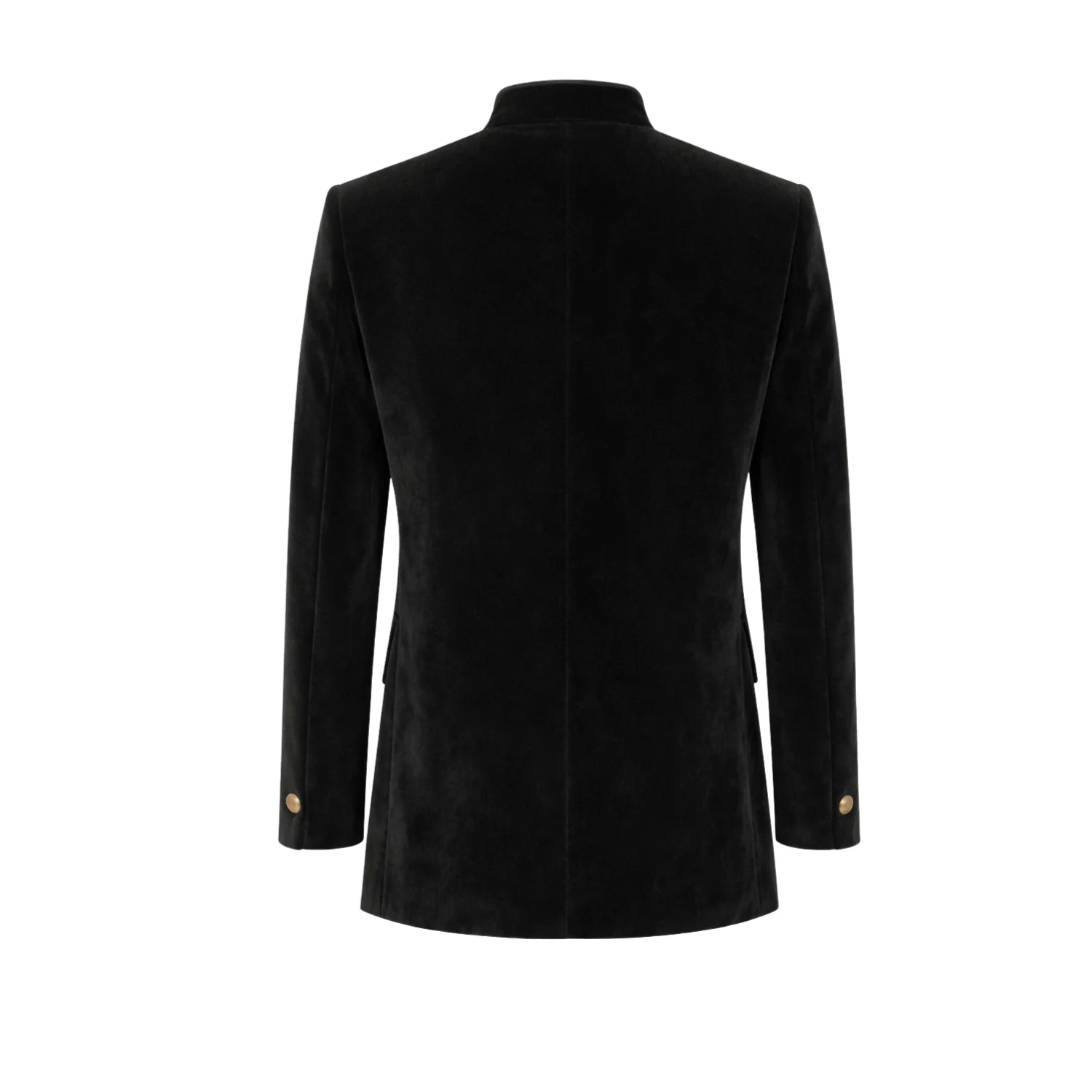 Made to Measure Black Italian Velvet Nehru Collar Jacket - Image 5