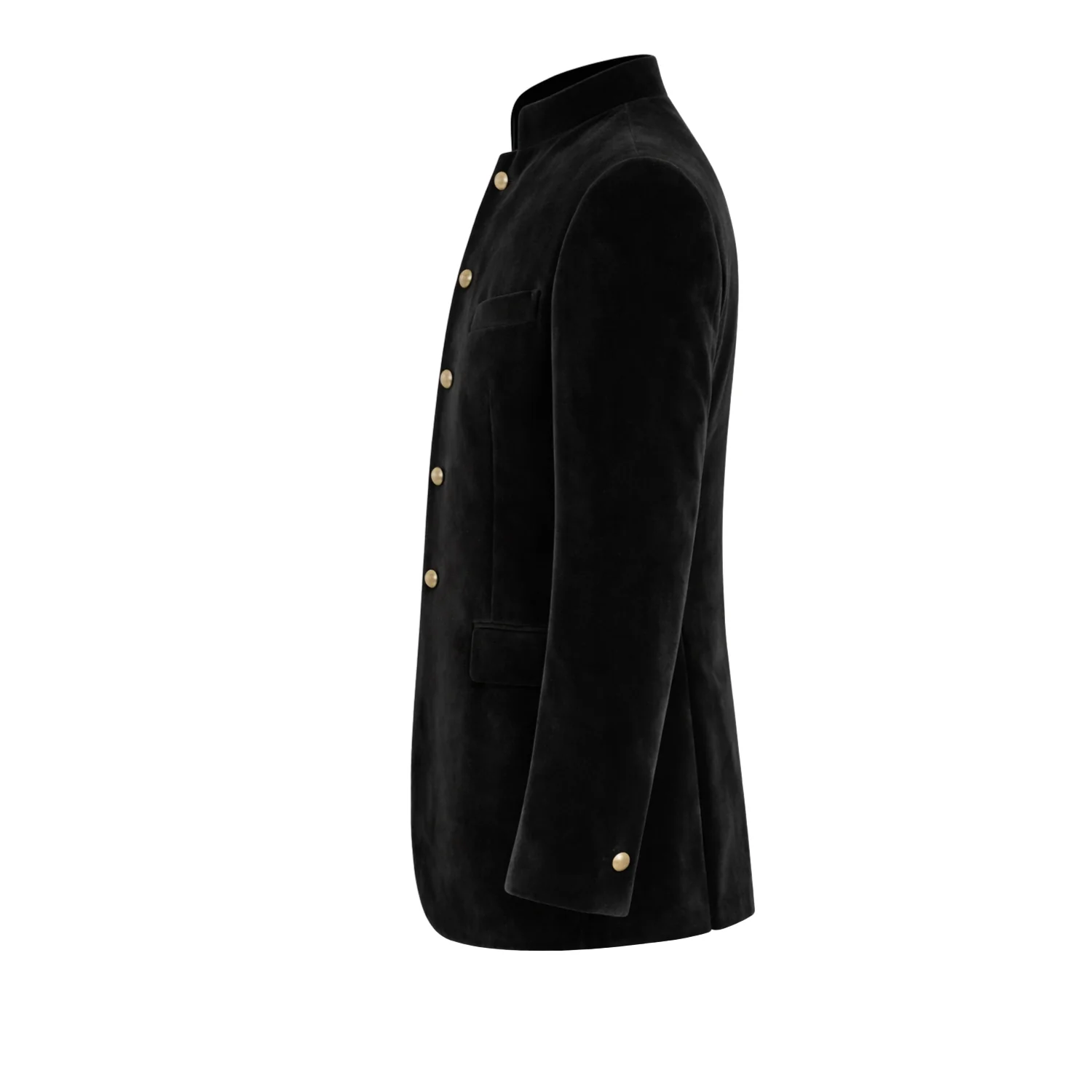 Made to Measure Black Italian Velvet Nehru Collar Jacket - Image 6