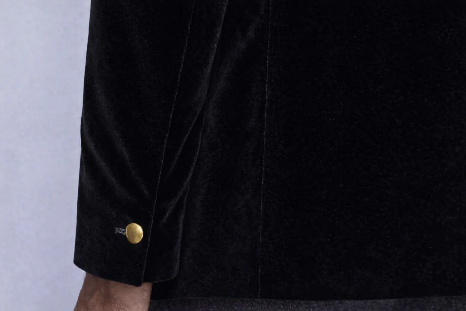 Made to Measure Black Italian Velvet Nehru Collar Jacket - Image 8