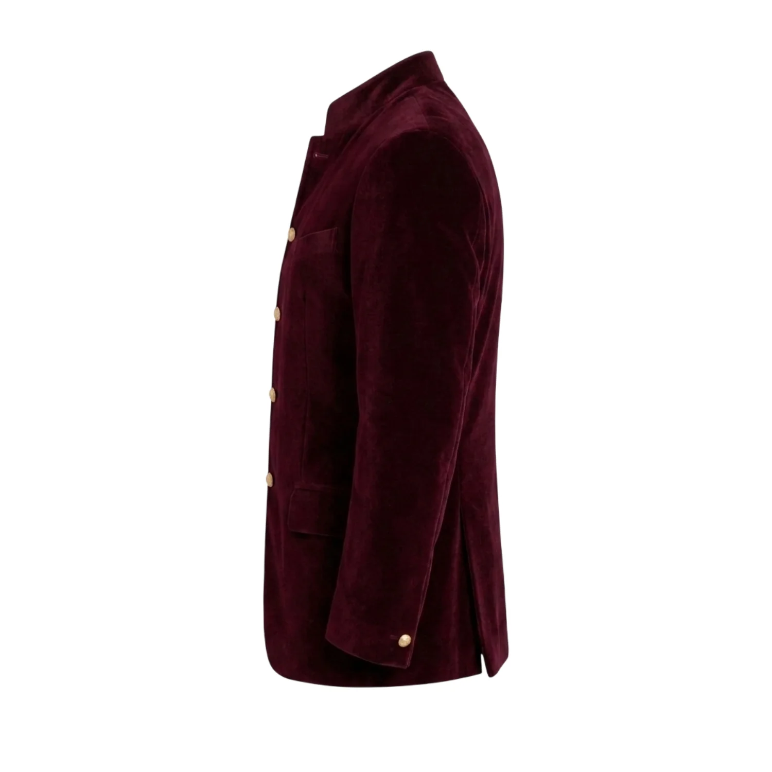 Made to Measure Maroon Italian Velvet Nehru Collar Jacket - Image 5