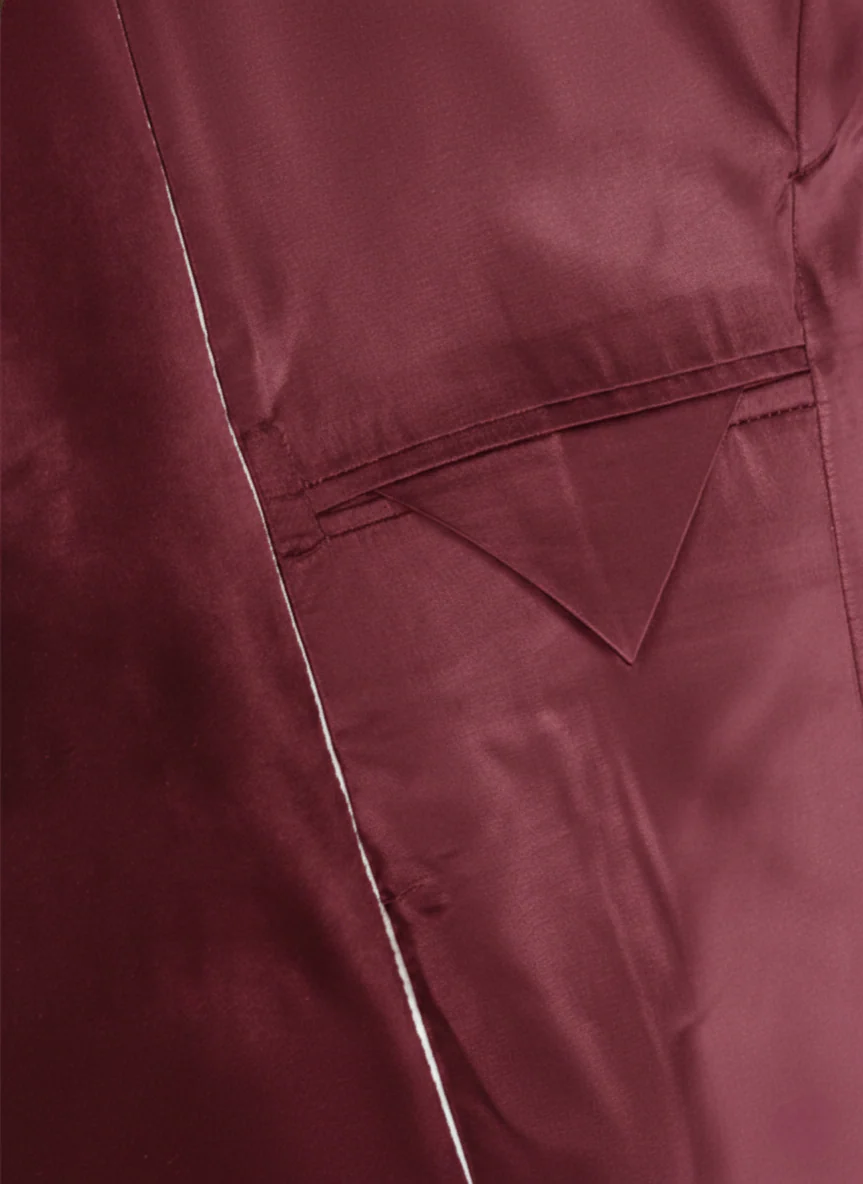 Made to Measure Maroon Italian Velvet Nehru Collar Jacket - Image 6