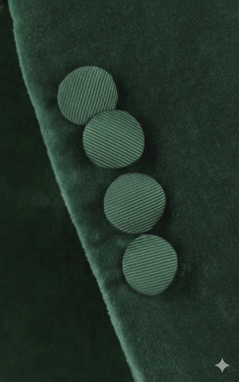 Made to measure Men's Single Breasted Dark Green Velvet Jacket - Image 6