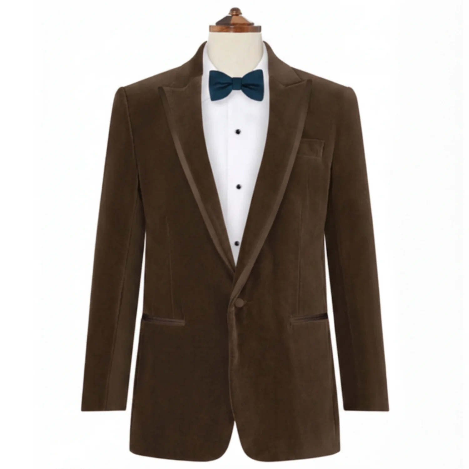 Made to measure Men's Single Breasted Dark Brown Velvet Jacket - Image 3