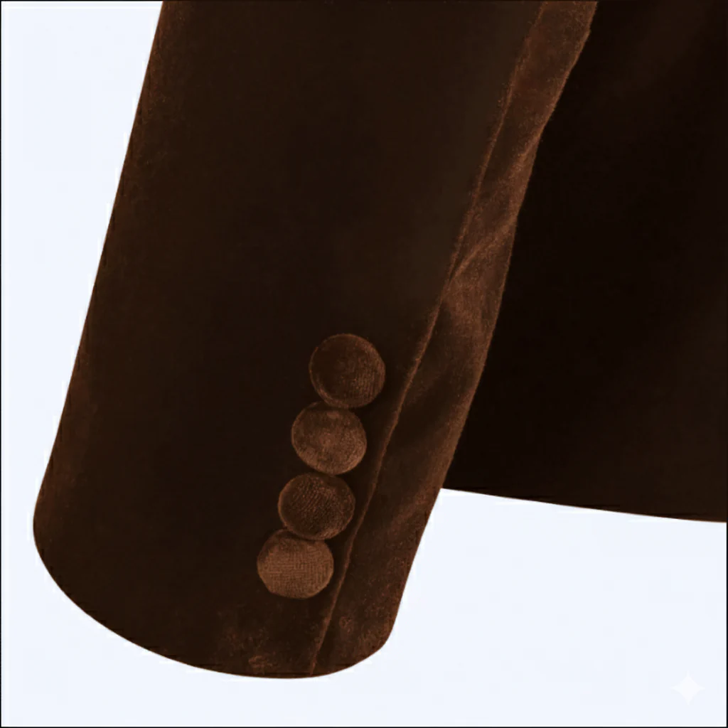 Made to measure Men's Single Breasted Dark Brown Velvet Jacket - Image 6