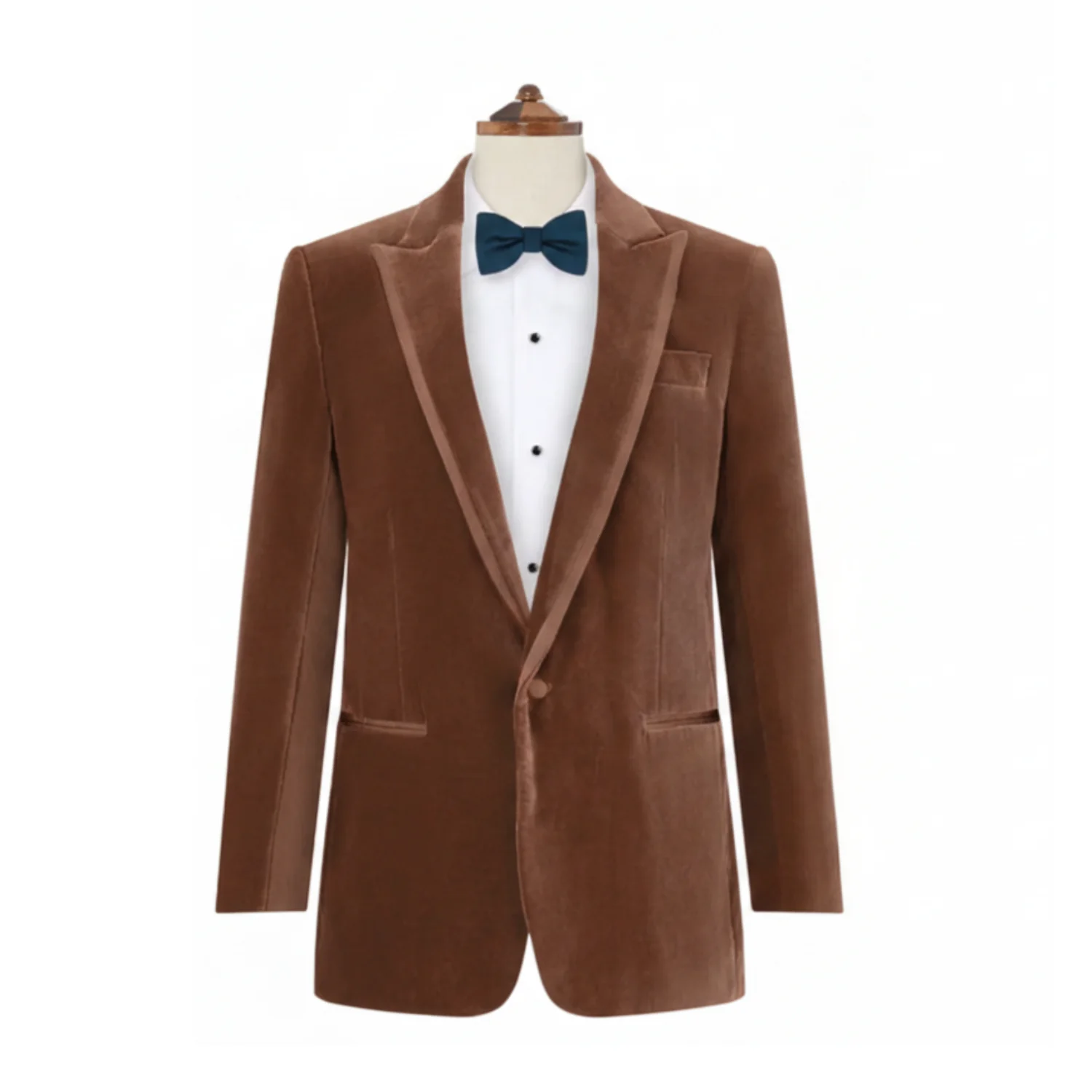 Made to measure Men's Single Breasted Light Brown Velvet Jacket - Image 3