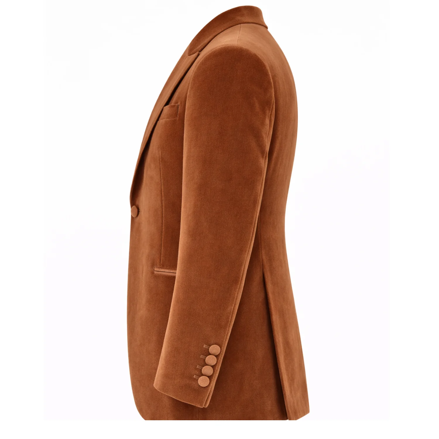 Made to measure Men's Single Breasted Light Brown Velvet Jacket - Image 4