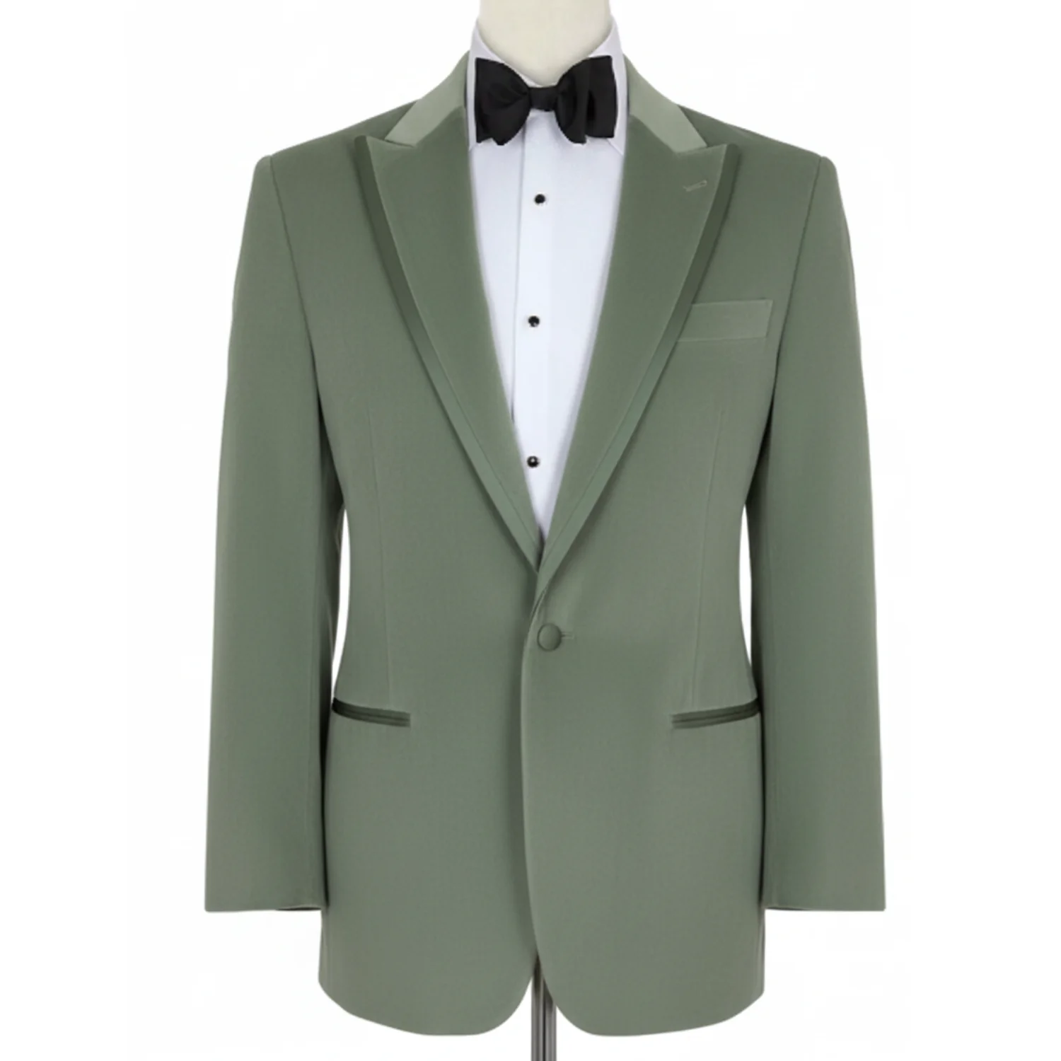 Made to measure Men's Single Breasted Light Green Velvet Jacket - Image 3