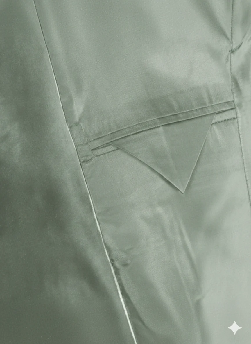 Made to measure Men's Single Breasted Light Green Velvet Jacket - Image 7