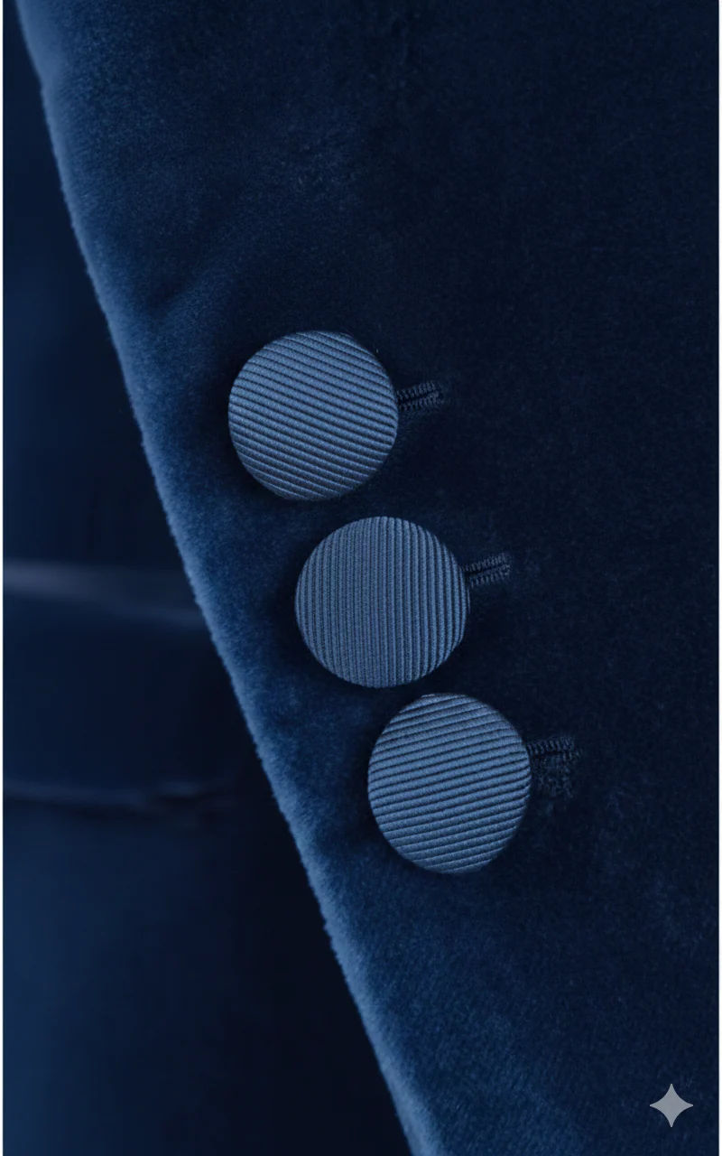 Made to measure Men's Single Breasted Light Navy Velvet Jacket - Image 7