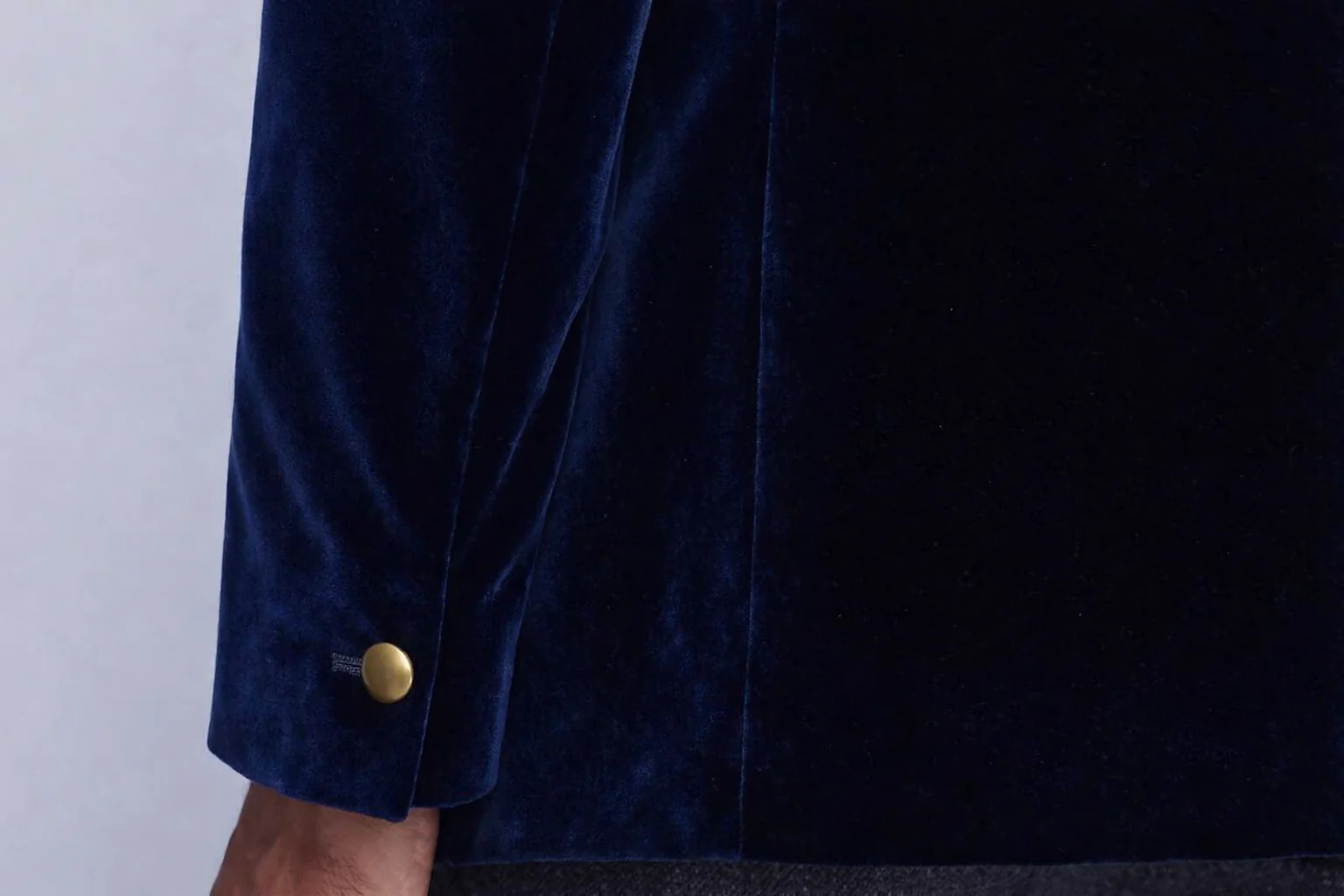 Made to Measure Navy Italian Velvet Nehru Collar Jacket - Image 6
