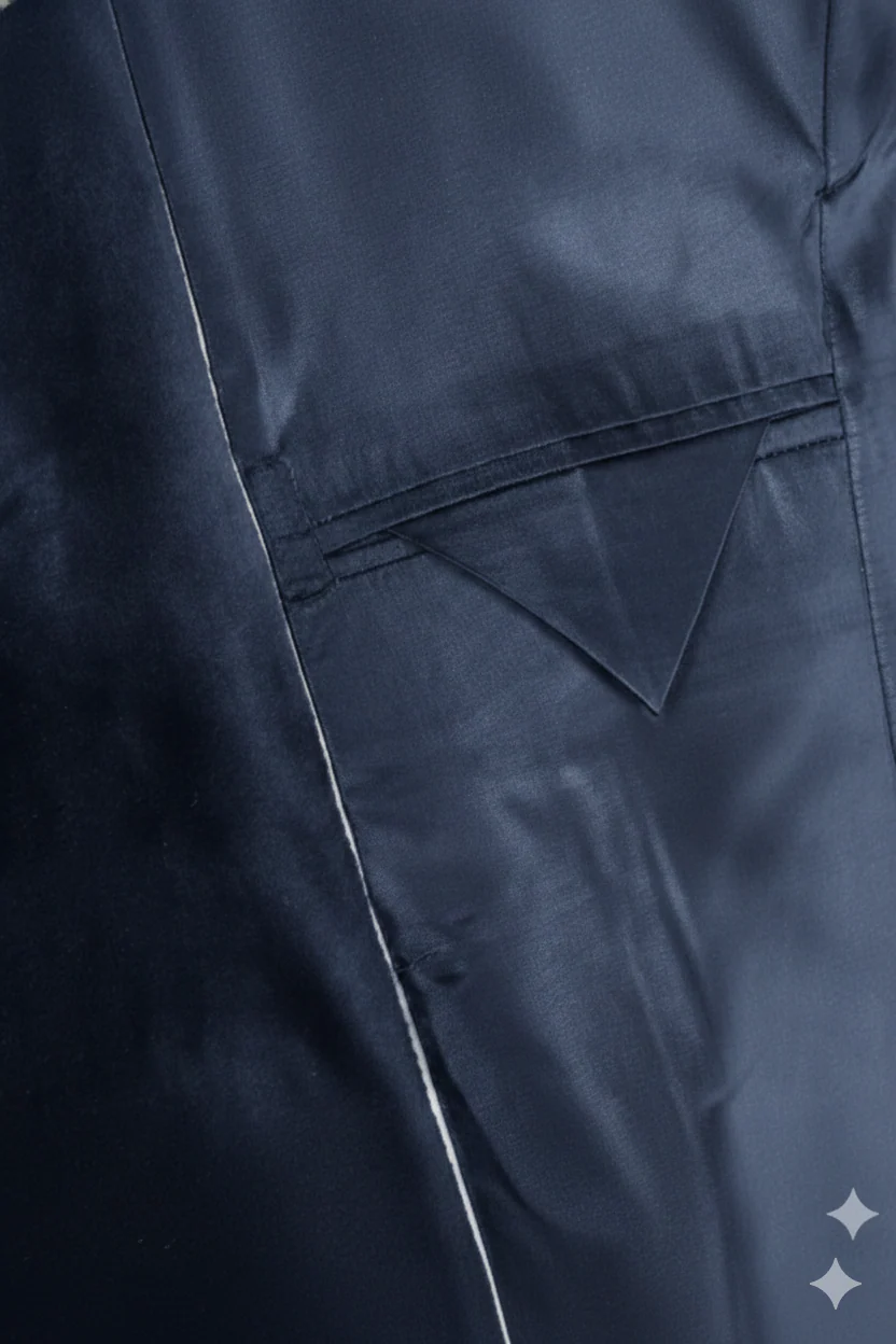 Made to Measure Navy Italian Velvet Nehru Collar Jacket - Image 7