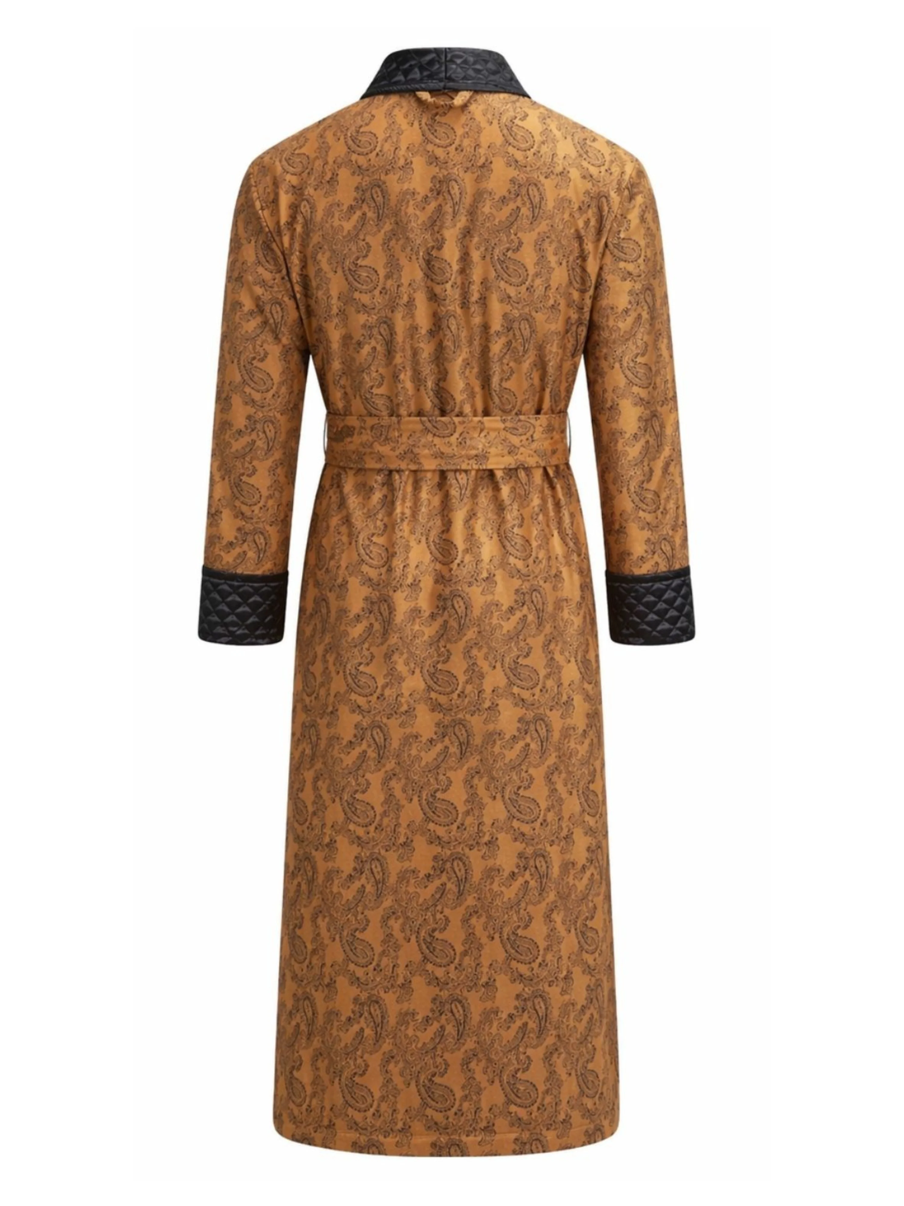 Majestic Long Smoking Jacket Robe in Gold - Image 4