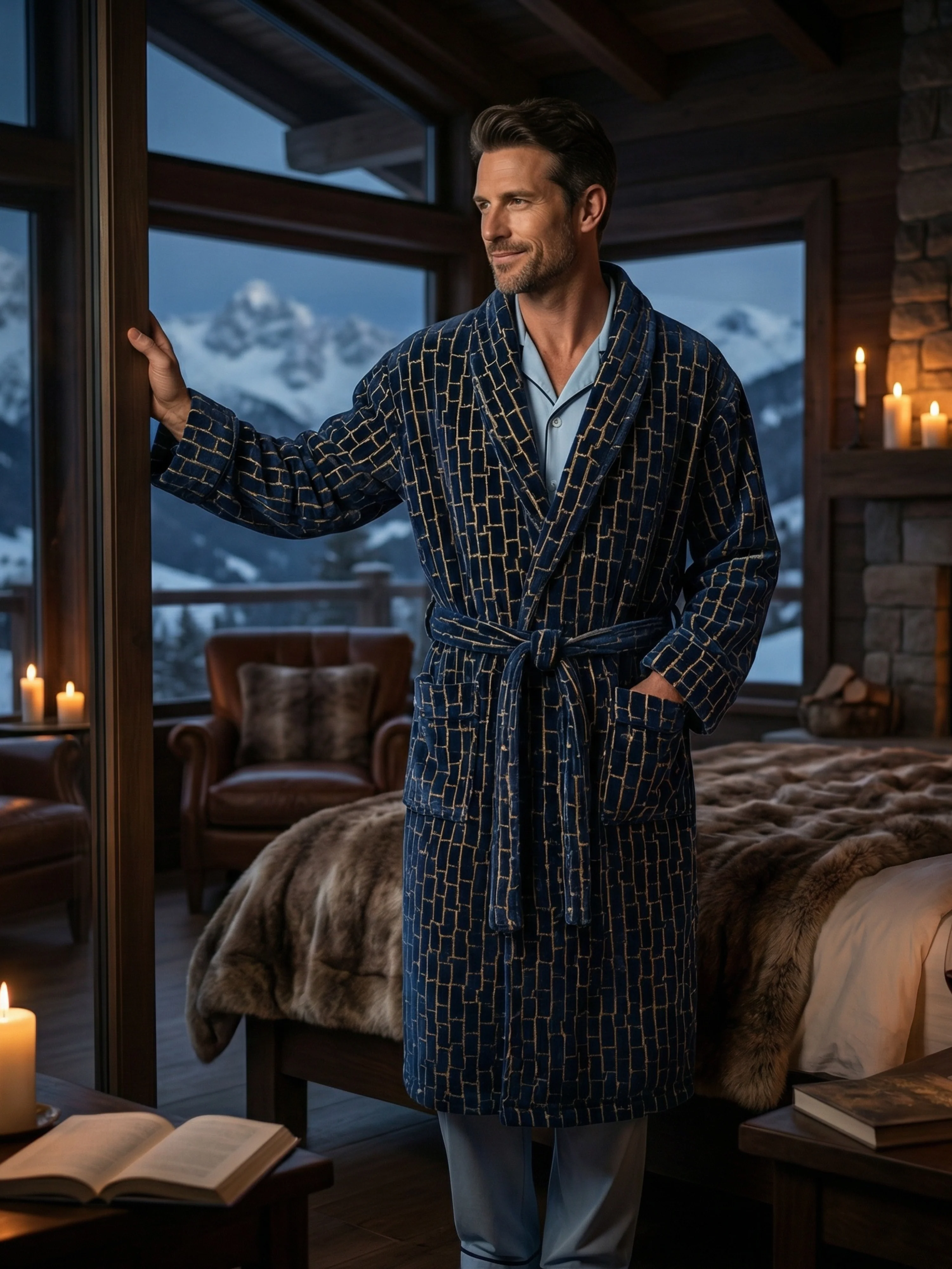 Men's Bathrobe - Agean - Image 3