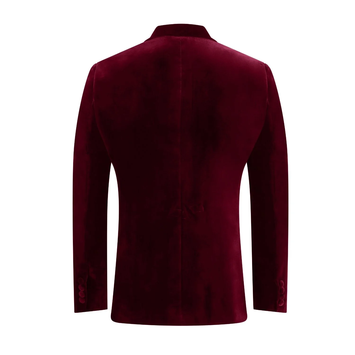 Made to measure Men's Single breasted Italian Velvet Blazer - Burgundy - Image 4
