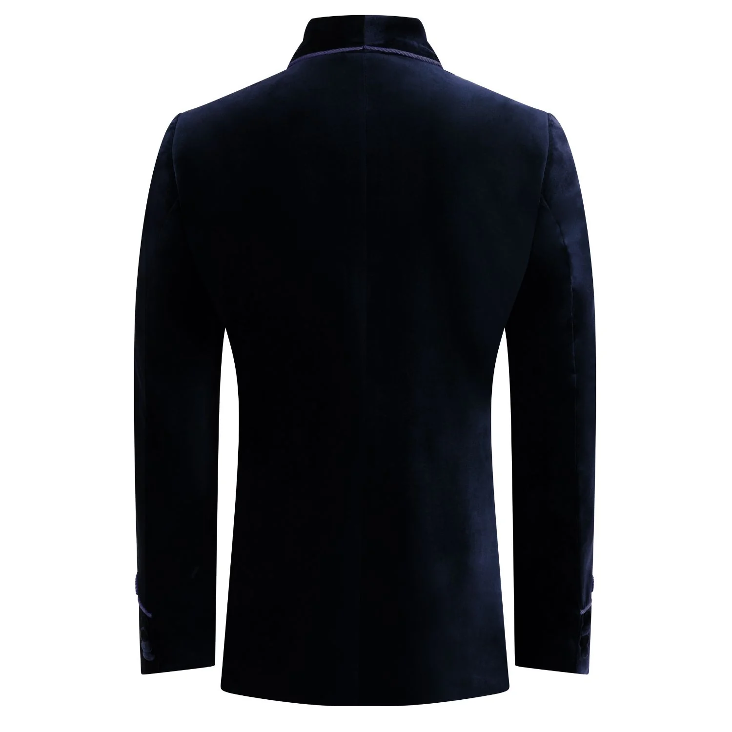 Made to Measure Double Breasted Mens Italian Velvet Smoking Jacket - Navy - Image 5