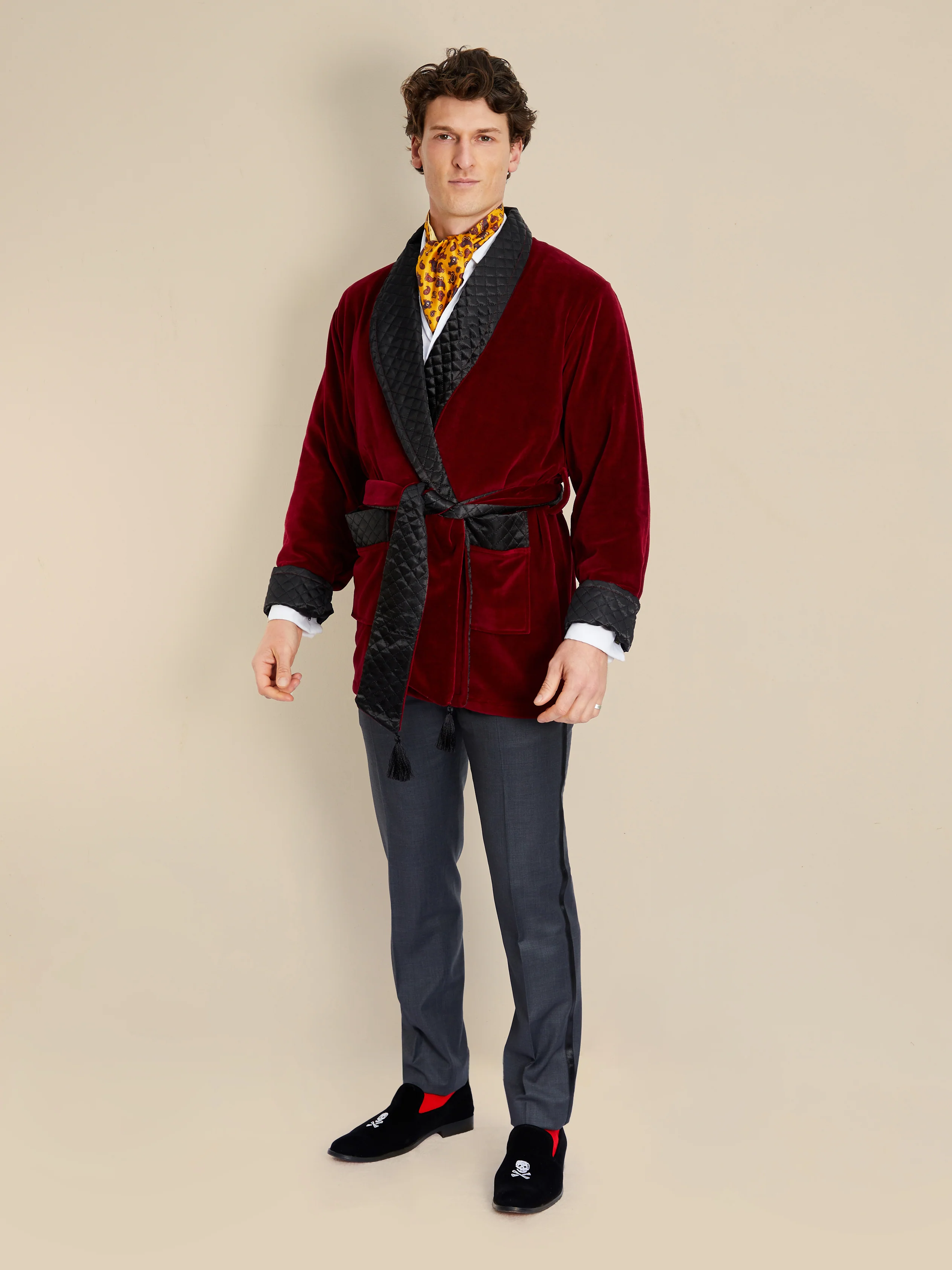 Mens wool mix grey trouser with black satin stripe - Image 5