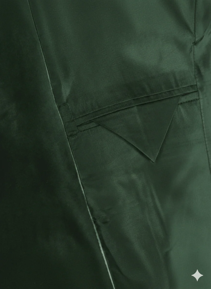 Made to Measure Green Italian Velvet Nehru Collar Jacket - Image 6