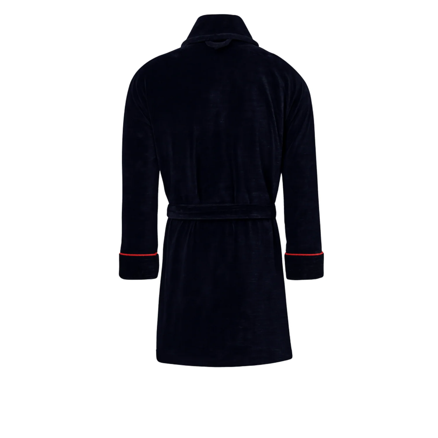 Rockefeller Luxury Cotton Short Velvet Smoking Jacket in Navy - Image 7