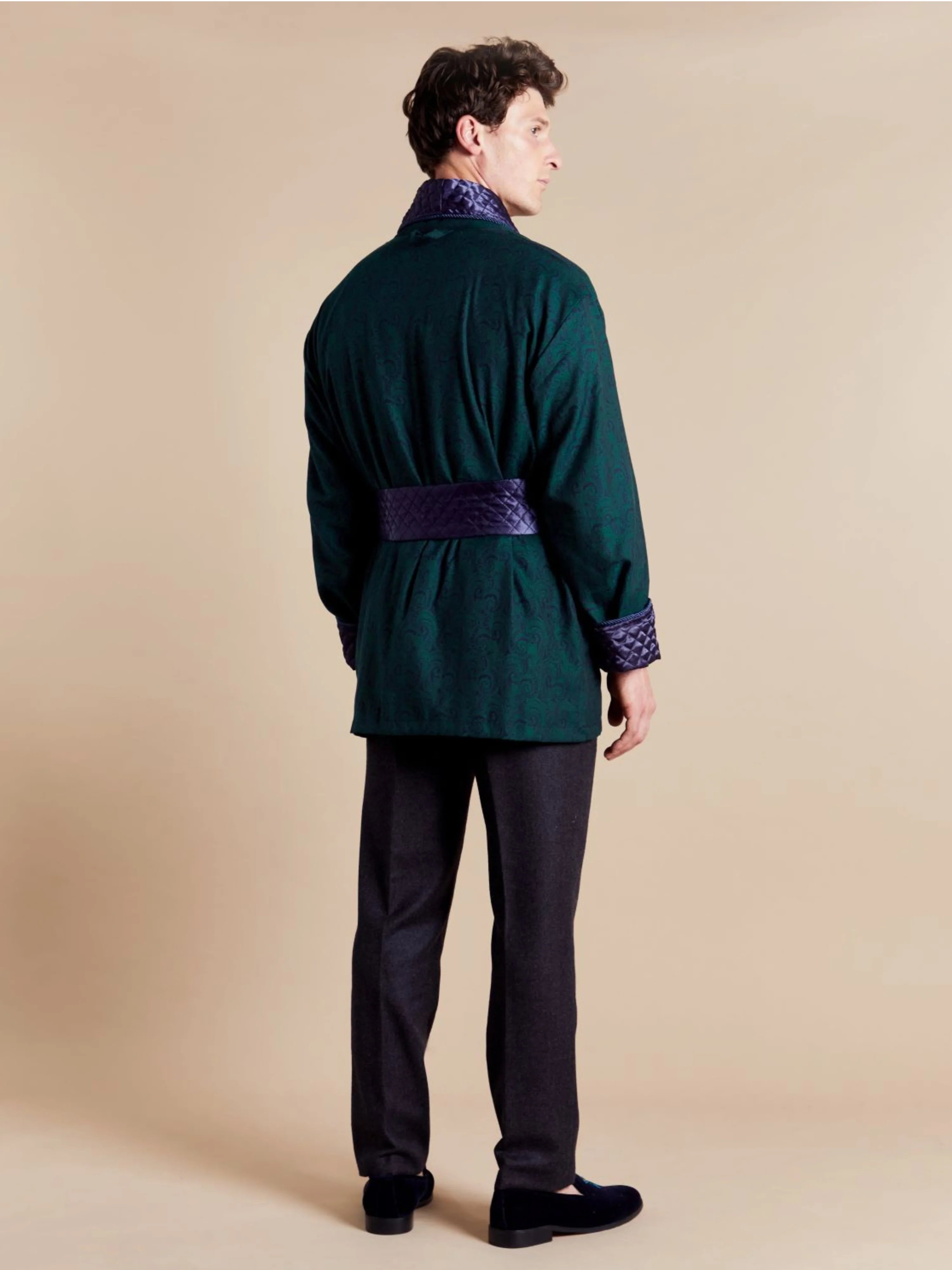 Russborough Short Smoking Jacket in Green - Image 5