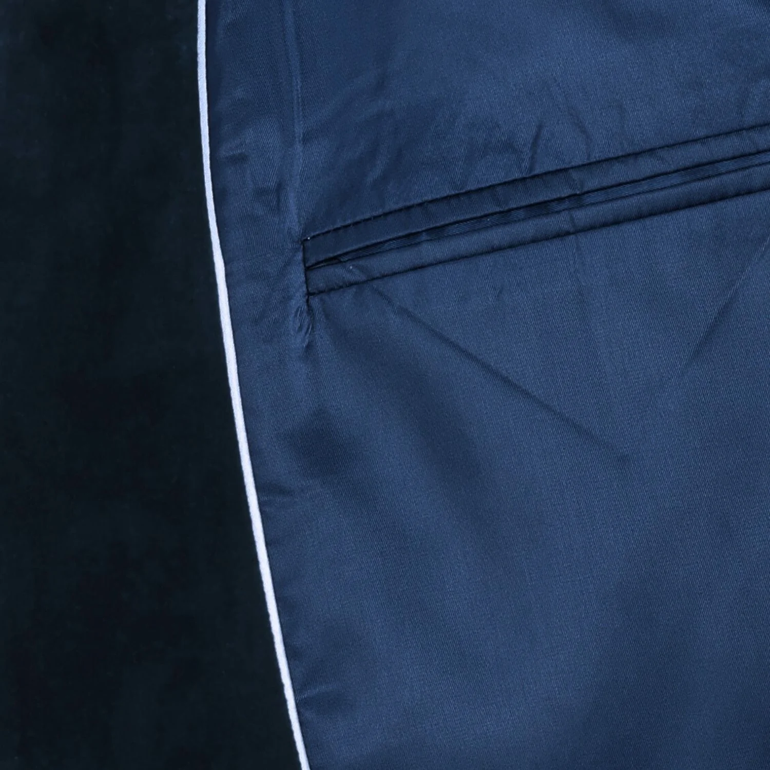 Made to measure Men's Single breasted Italian Velvet Blazer - Navy - Image 5
